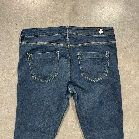 H&M Women's Mid-Rise Straight-Leg Skinny Fit Denim Jeans Blue Dark-Wash Size 28 - Picture 13 of 14